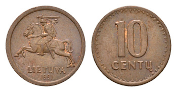 Литва 10 центов (сентов) 1991 год-тип KM 88 бронза 4689-1062