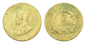 Британская Западная Африка 3 пенса 1920 KN, Георг VI (1936-1952) KM 10b олово латунь 4643-729