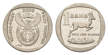 ЮАР 1 ранд 2008 KM 444 медь плакированная никелем 4627-523