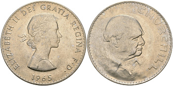 Великобритания 1 крона (5 шиллингов) 1965 Уинстон Черчилль, Елизавета II (1952-2022) KM 910, Spink 4144 медно-никель UNC 73-723
