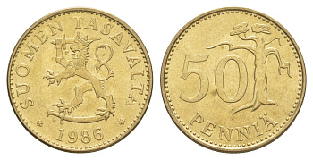 Финляндия 50 пенни 1986 KM 48 алюминиевая бронза UNC 4648-522