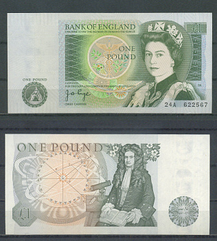 Англия 1 фунт ND (1978-1984) Pick 377 a бумага UNC (пресс) 2198-23-3-2
