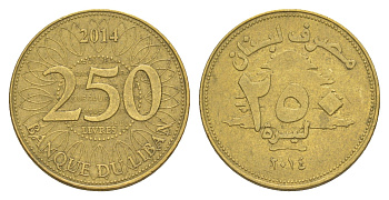 Ливан 250 ливров 2014 KM 36 медь алюминий цинк 4650-526