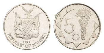 Намибия 5 центов 1993 KM 1 сталь плакированная никелем UNC 4189-545