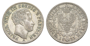 Пруссия 1/6 талера 1823 A, Фридрих Вильгельм III (1797-1840) KM 411 серебро 1518-312