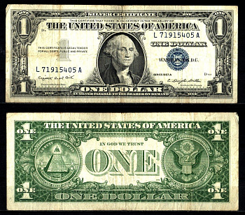 США 1 доллар 1957 Серия A, Джордж Вашингтон Pick 419 a бумага 2119-24-2-1