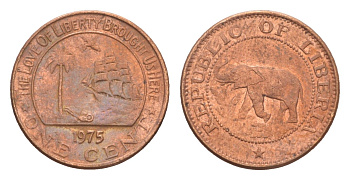 Либерия 1 цент 1975 KM 13 бронза 4643-643