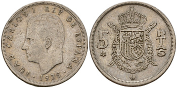 Испания 5 песет 1975 (80) Хуан Карлос I (1975-2014) KM 807 медно-никель 210-335