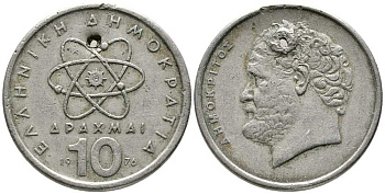 Греция 10 драхм 1976 Демокрит KM 119 медно-никель 38-334