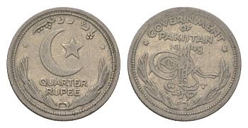 Пакистан 1/4 рупии 1948 KM 5 никель 4625-1249
