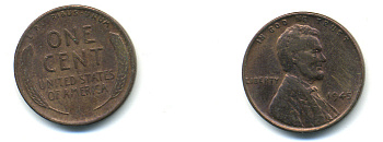 США 1 ЦЕНТ 1945 ЛИНКОЛЬН KM А132 медь цинк 93-1115