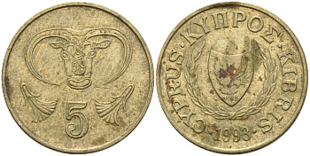 Кипр 5 центов 1993 KM 55.3 никель латунь 4141-1027