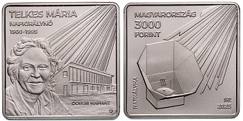 Венгрия 3000 форинтов 2025 Мария Телькеш, солнечная энергия, квадратная KM NEW медно-никель  UNC  M75-01