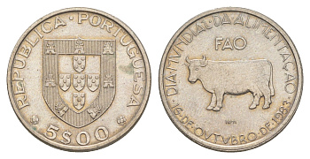 Португалия 5 эскудо 1983 Продовольственная программа - ФАО KM 618 медно-никель aUNC 4631-1227