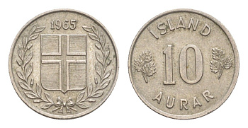 Исландия 10 эйре 1965 KM 10 медно-никель 4617-352