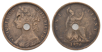 Великобритания 1 пенни 1876 Н, Виктория (1837-1901) KM 755, Spink 3955 бронза 4692-641