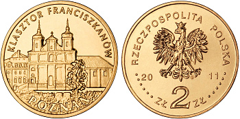 Польша 2 злотых 2011 MW, серия польские города, Познань (Poznan) KM 794 нордик UNC 4676-837