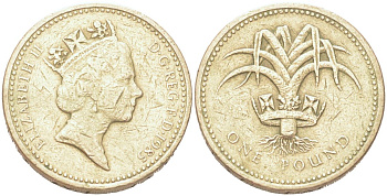 Великобритания 1 фунт 1985 Елизавета II (1952-2022) KM 941, Spink 4331 никель латунь 4128-751