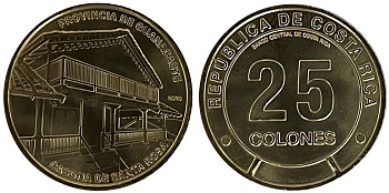 Коста-Рика 25 колонов 2023 серия провинции, Гуанакасте KM NEW медь никель цинк  UNC  M74-04