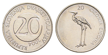 Словения 20 толаров 2004 KM 51 медно-никель UNC 4571-446