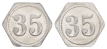 Германия жетон в 35 пфеннигов для приобретения "стакана пива" ND размер 21,5x21,5 мм, вес 0,97 гр алюминий UNC 4638-917