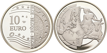 Бельгия 10 евро 2004 Расширение Европейского Союза KM 234 серебро PROOF 11-281-44