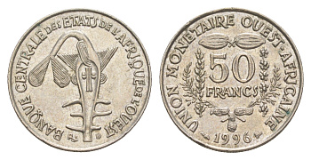 Западная Африка (BCEAO) 50 франков 1996 KM 6 медно-никель UNC 4611-361