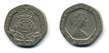 Великобритания 20 пенсов 1983 Елизавета II (1952-2022) KM 931, Spink 4230 (G1) медно-никель 4110-1016