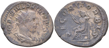 Римская Империя антониниан 244 - 247 Филипп I Араб, бюст императора, IMP M IVL PHILIPPVS AVG / Секуритата, персонификация Безопасности, SECVRIT ORBIS, Рим (из немецкой коллекции 1-й половины XX века, с владельческой этикеткой) RIC 48b серебро 1073-14-115