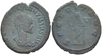 Римская Империя антониниан 270 КВИНТИЛЛ, IMP C M AVR CL QVINTILLVS AVG, бюст императора / SECVRIT AVG, Секуритата, персонификация Безопасности, Рим RIC 31 биллон 1073-20-45