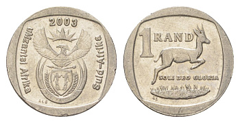 ЮАР 1 ранд 2003 KM 332 медь плакированная никелем 4627-368