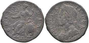 Великобритания 1/2 пенни 1754 Георг II (1727-1760) KM 579.2, Spink 3719 медь 33-251