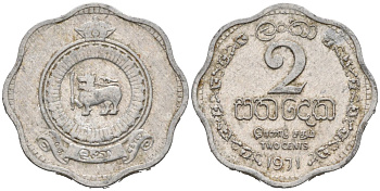 Цейлон 2 цента 1971 KM 128 алюминий 54-735