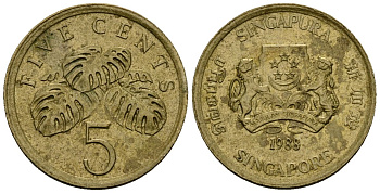 Сингапур 5 центов 1988 KM 50 алюминиевая бронза 4173-1215
