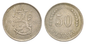 Финляндия 50 пенни 1921 KM 26 медно-никель 4647-364