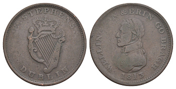 Ирландия 1 пенни 1813 Веллингтон и Эрин Го Браг Davis 18 медь 1522-835