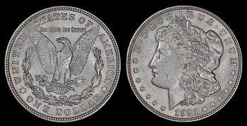 США 1 доллар 1921 Морган доллар KM 110 серебро 06-256-25