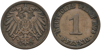 Германия 1 пфенниг 1906 A KM 10, J. 10 медь 4567-1228