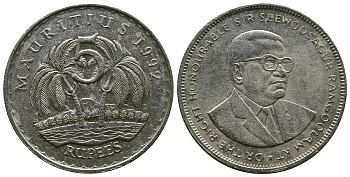 Маврикий 5 рупий 1992 Сивусагур Рамгулам KM 56 медно-никель 4381-311