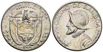 Панама 1/10 бальбоа 1970  KM 10 медь плакированная медно-никелем  aUNC  4609-912