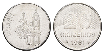 Бразилия 20 крузейро 1981 KM 593.1 нержавеющая сталь UNC 4642-1224