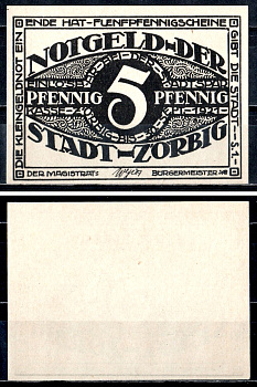 Цёрбиг (Пруссия, Саксония) 5 пфеннигов 1921 2193-41-3-1