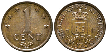Нидерландские Антилы 1 цент 1975 Юлиана (1948-1980) KM 8 бронза 177-1268
