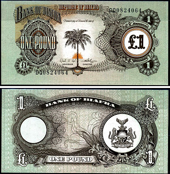 Биафра 1 фунт ND (1969) пальма Pick 5a бумага UNC (пресс) 3295-103-1-1