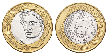 Бразилия 1 реал 2008 KM 652a биметалл UNC 4646-126