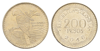Колумбия 200 песо 2016 KM 297 медь цинк никель UNC 4686-444