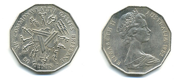 Австралия 50 центов 1982 Елизавета II (1952-2022), XII игры стран Британсого содружества KM 74 медно-никель UNC 80-114