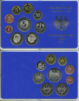 ФРГ НАБОР ИЗ 9 МОНЕТ 1978 D ОФИЦИАЛЬНЫЙ НАБОР В ПЛАСТИКЕ PROOF 00-00