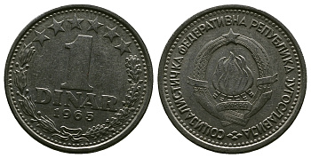 Югославия 1 динар 1965 KM 47 медно-никель 4384-1146