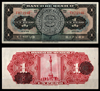 Мексика 1 песо 1948 Pick 38 d бумага 8605-48-1-2